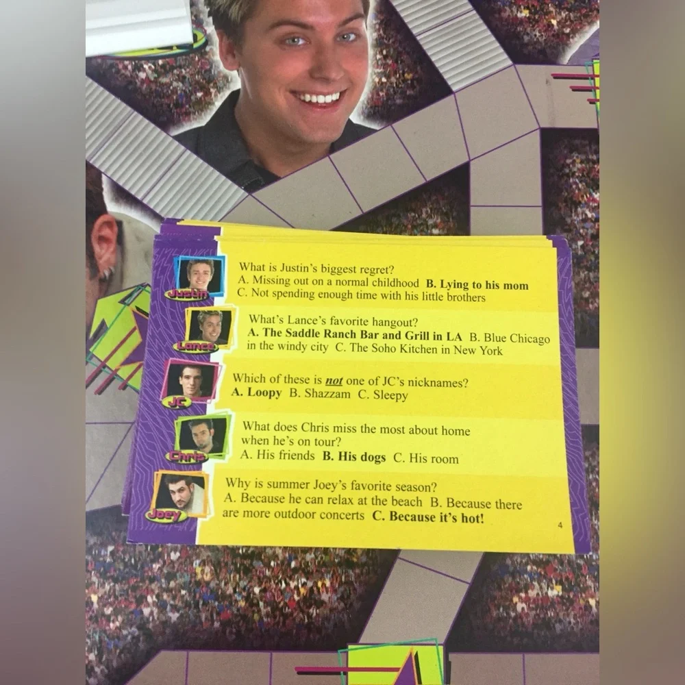 NSYNC Backstage Pass Board Game by Patch Boy Band Trivia 
